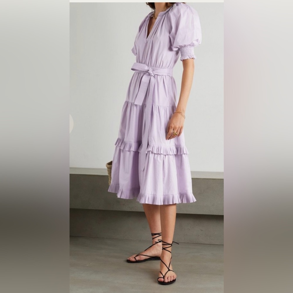Ulla Johnson Lilac Tiered Midi Dress
